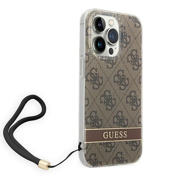 guess-hulle-fur-iphone-14-pro-6-1-braun-hardcase-4g-print-strap