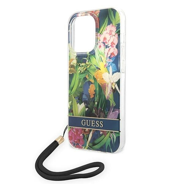 guess-hulle-fur-iphone-14-pro-max-6-7-blau-hardcase-flower-strap