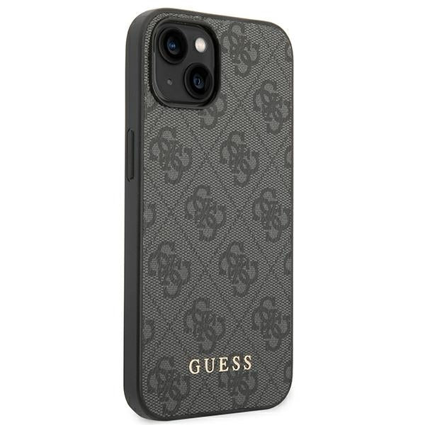 Guess Hülle für iPhone 14 Plus 6,7" /Grau hard Case 4G Metal Gold Logo