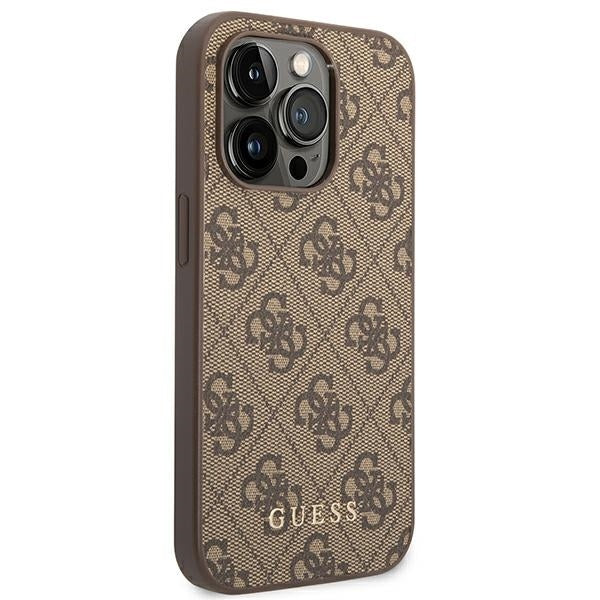 Guess Hülle für iPhone 14 Pro Max 6,7" /braun hard Case 4G Metal Gold Logo