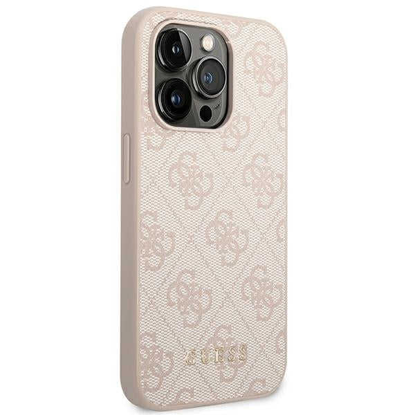 Guess Hülle für iPhone 14 Pro 6,1" /Rosa hard Case 4G Metal Gold Logo