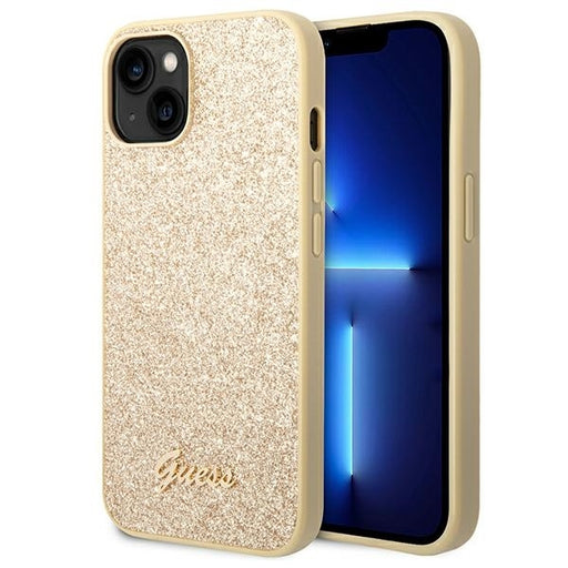 Guess Hülle für iPhone 14 6,1" /gold hard Case Glitter Script