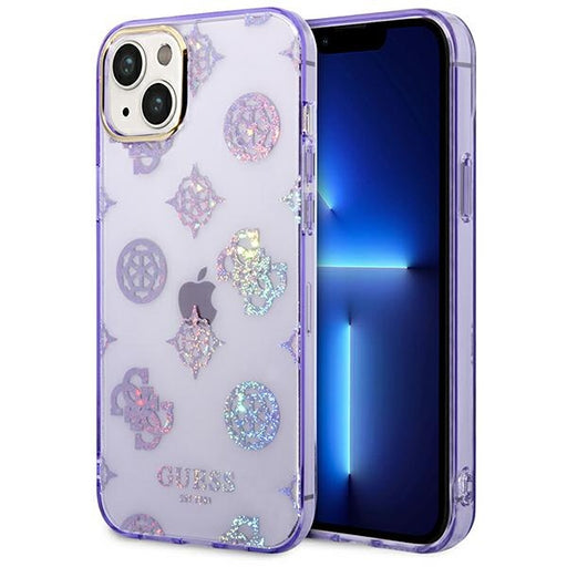 Guess Hülle für iPhone 14 Plus 6,7" /lilac hard Case Peony Glitter