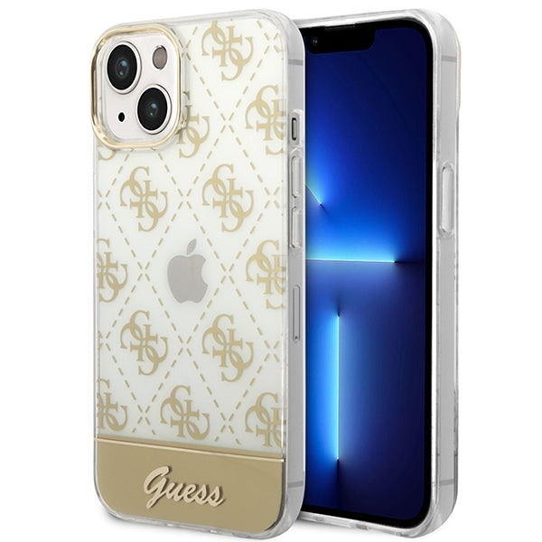 Guess Hülle für iPhone 14 6,1" /gold hardCase 4G Pattern Script