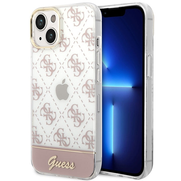 Guess Hülle für iPhone 14 Plus 6,7" /Rosa hardCase 4G Pattern Script