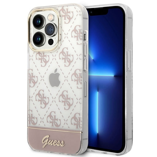 Guess Hülle für iPhone 14 Pro 6,1" /Rosa hardCase 4G Pattern Script