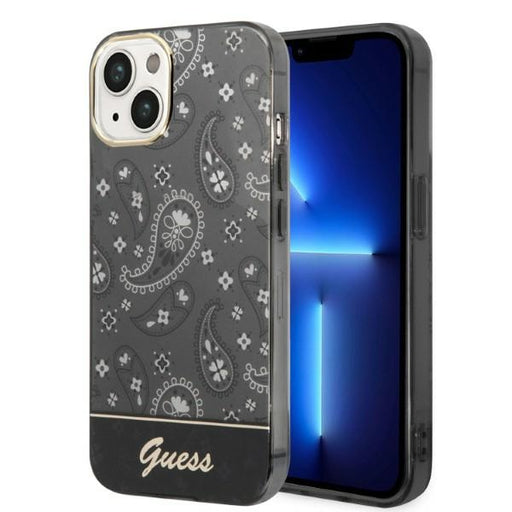 Guess Hülle für iPhone 14 Plus 6,7" /Schwarz hardCase Bandana Paisley