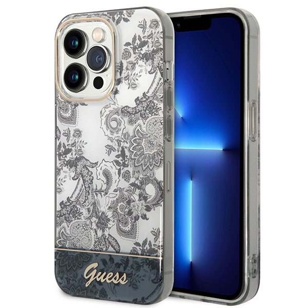 Guess Hülle für iPhone 14 Pro 6,1" /Grau hardCase Porcelain Collection