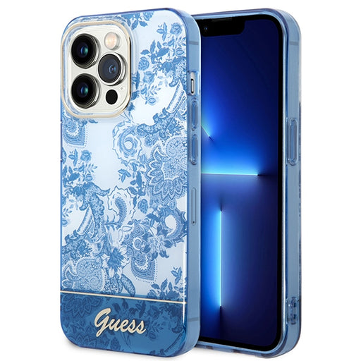 Guess Hülle für iPhone 14 Pro 6,1" /blau hardCase Porcelain Collection
