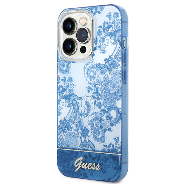 guess-hulle-fur-iphone-14-pro-6-1-blau-hardcase-porcelain-collection