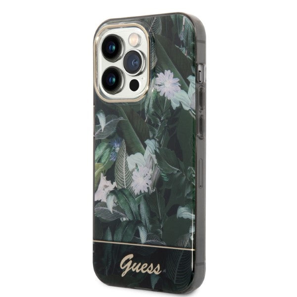 guess-hulle-fur-iphone-14-pro-6-1-grun-hardcase-jungle-collection