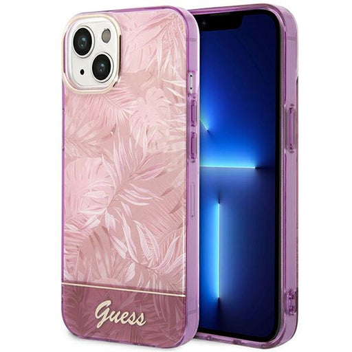 Guess Hülle für iPhone 14 6,1" /Rosa hardCase Jungle Collection