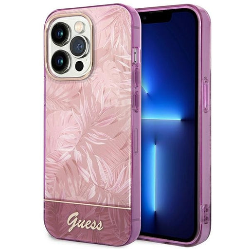 Guess Hülle für iPhone 14 Pro Max 6,7" /Rosa hardCase Jungle Collection