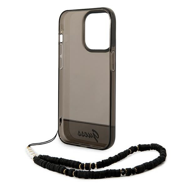 guess-hulle-fur-iphone-14-pro-6-1-schwarz-hardcase-translucent-pearl-strap