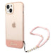 Guess Hülle für iPhone 14 Plus 6,7" /Rosa hardCase Translucent Pearl Strap