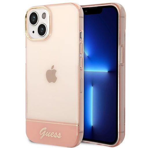 Guess Hülle für iPhone 14 Plus 6,7" /Rosa hardCase Translucent