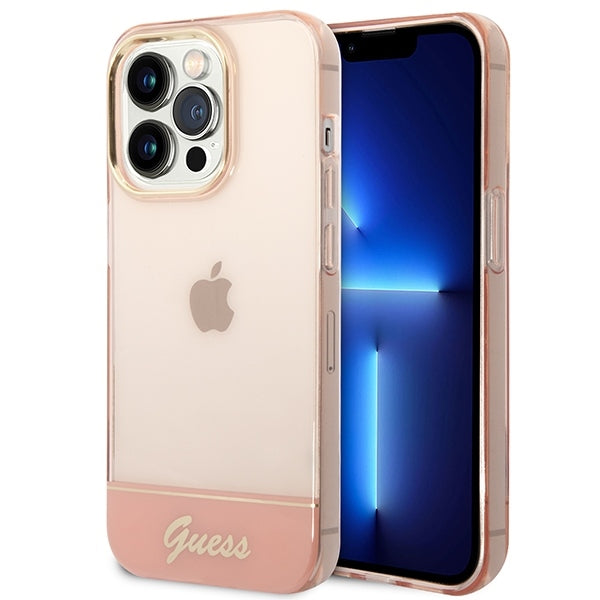 Guess Hülle für iPhone 14 Pro Max 6,7" /Rosa hardCase Translucent