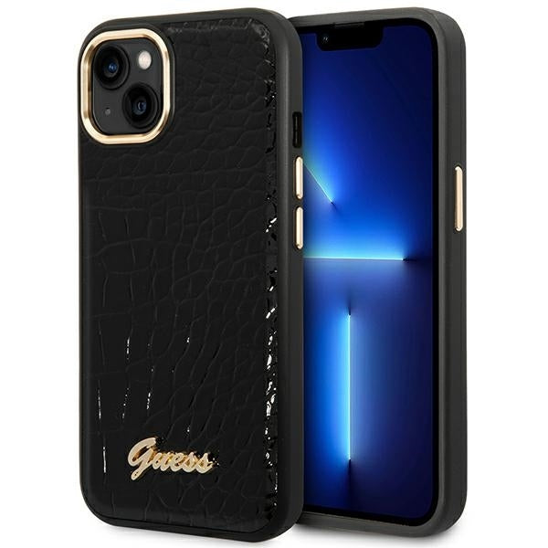 Guess Hülle für iPhone 14 Plus 6,7" /Schwarz hardCase Croco Collection