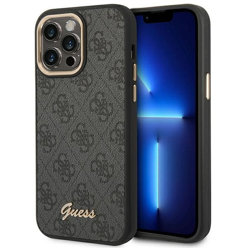 Guess Hülle für iPhone 14 Pro 6,1" /schwarz hard Case 4G Vintage Gold Logo