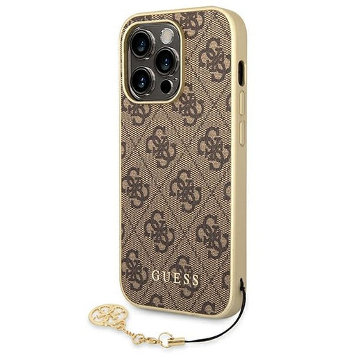 Guess Hülle für iPhone 14 Pro 6,1" /braun hardCase 4G Charms Collection