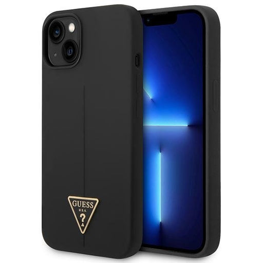 Guess Hülle für iPhone 14 Plus 6,7" /Schwarz hardCase Silikon Triangle