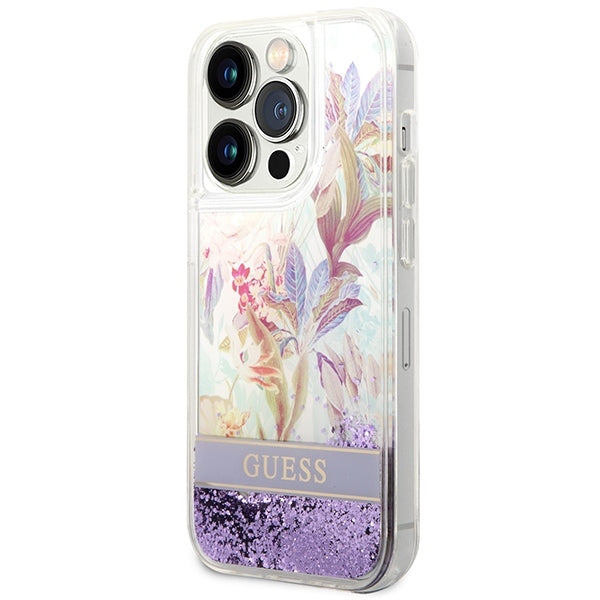 guess-hulle-fur-iphone-14-pro-max-6-7-lila-hardcase-flower-liquid-glitter