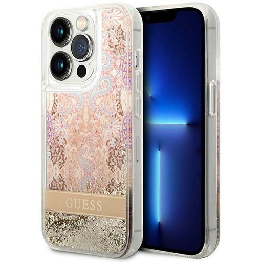 Guess Hülle für GUHCP14XLFLSD iPhone 14 Pro Max 6,7" /gold Case Paisley Liquid Glitter