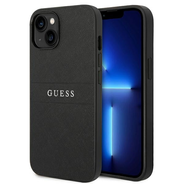 Guess Hülle für iPhone 14 Plus 6,7" /Schwarz Saffiano Strap