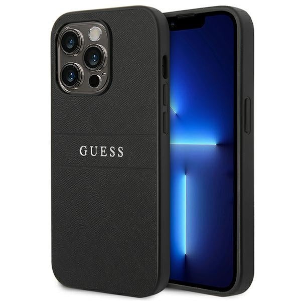 Guess Hülle für iPhone 14 Pro 6,1" /Schwarz Saffiano Strap