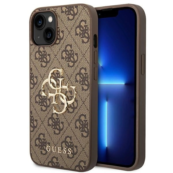 Guess Hülle für iPhone 14 / 15 / 13 6.1" Braun hardcase 4G Big Metal Logo