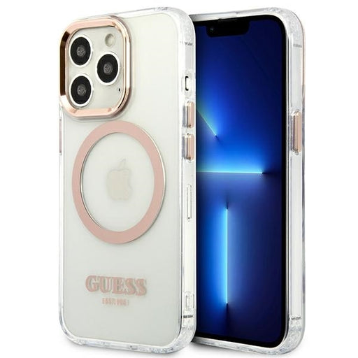Guess Hülle für iPhone 13 Pro Max 6,7" /gold hard Case Metal Outline Magsafe