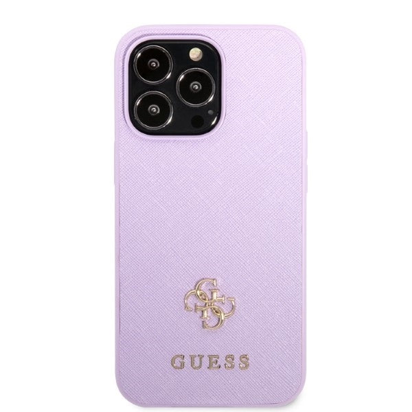 guess-hulle-fur-iphone-13-pro-max-6-7-lila-case-saffiano-4g-small-metal-logo