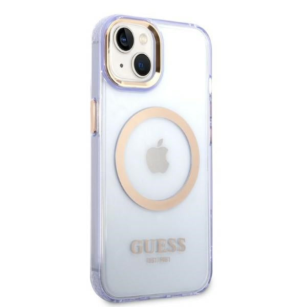 guess-hulle-fur-iphone-14-6-1-lila-hard-case-gold-outline-translucent-magsafe