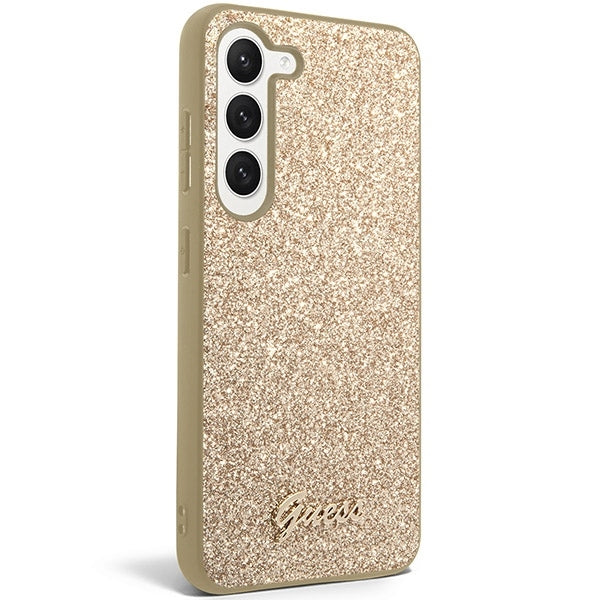 guess-hulle-fur-samsung-s23-s916-gold-hard-case-glitter-script