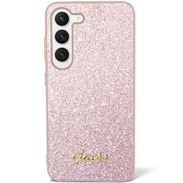 guess-hulle-fur-samsung-s23-s911-rosa-hard-case-glitter-script