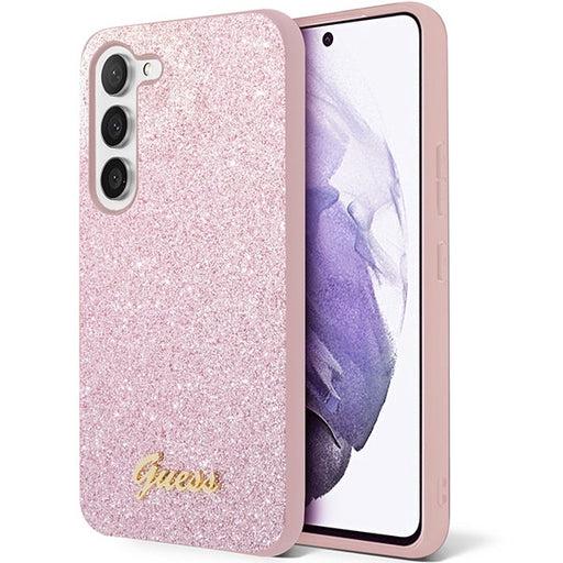 Guess Hülle für Samsung Galaxy S23 Plus Rosa hard case Glitter Script
