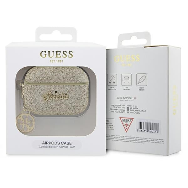 Guess Hülle für AirPods Pro 2 (2022/2023) cover gold Glitter Flake 4G Charm