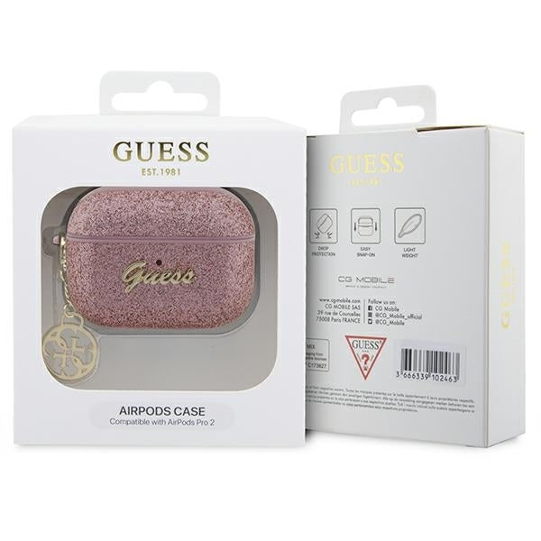 Guess Hülle für AirPods Pro 2 (2022/2023) cover Rosa Glitter Flake 4G Charm