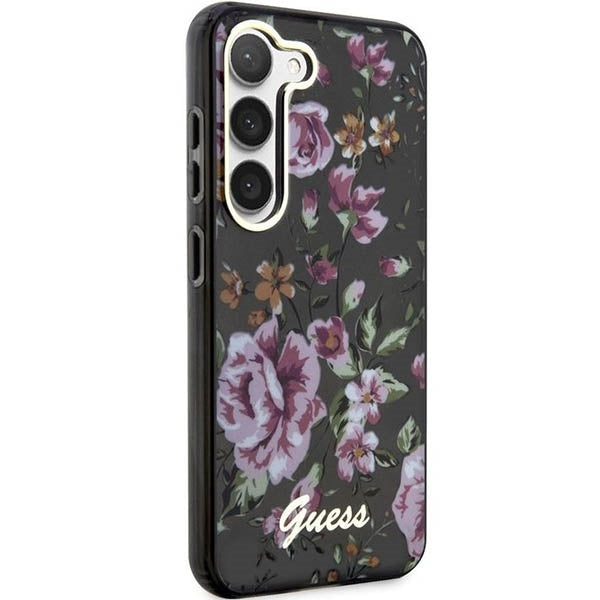 guess-hulle-fur-samsung-s23-s911-schwarz-hardcase-flower-collection