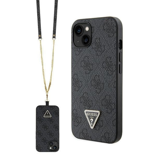 Guess Hülle für iPhone 14 / 15 / 13 Schwarz hardcase Crossbody 4G Metal Logo