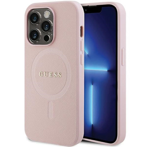 Guess Hülle für iPhone 14 Pro Max Rosa hardcase Saffiano MagSafe