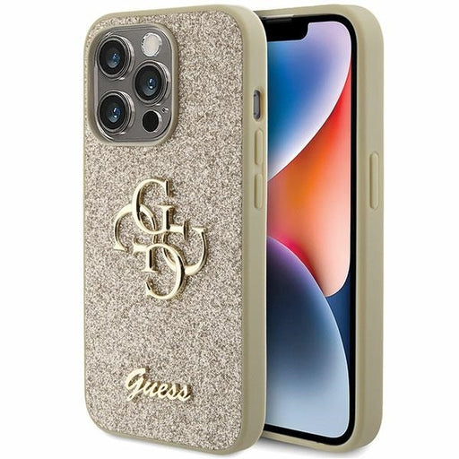 Guess iPhone 15 Pro TPU Hülle Hardcase - Big 4G - Fixed Glitter - Gold