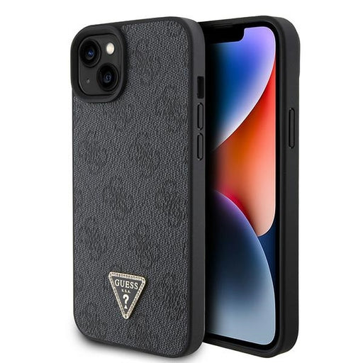 Guess iPhone 15 TPU Hülle Hardcase - 4G Triangle - Strass - Schwarz