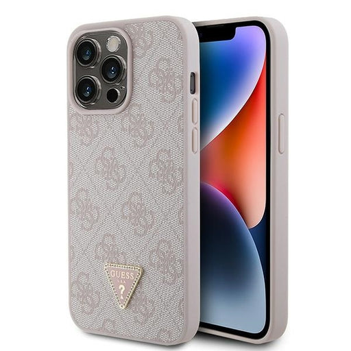 Guess iPhone 15 Pro Max Hülle Hardcase - 4G Triangle - Strass - Rosa