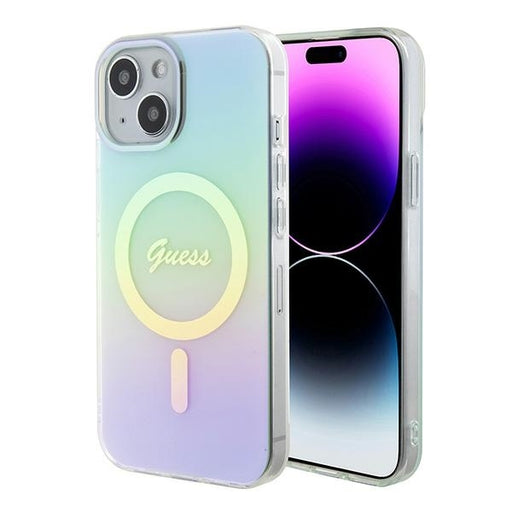 Guess Hülle für iPhone 15 / 14 / 13 6.1" turquoise hardcase IML Iridescent MagSafe