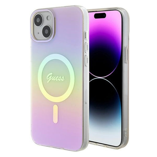 Guess Hülle für iPhone 15 / 14 / 13 6.1" Rosa hardcase IML Iridescent MagSafe