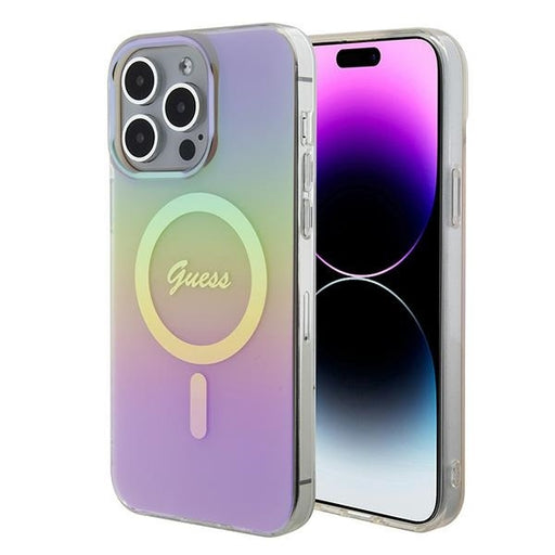 Guess Hülle für iPhone 15 Pro Max Rosa hardcase IML Iridescent MagSafe