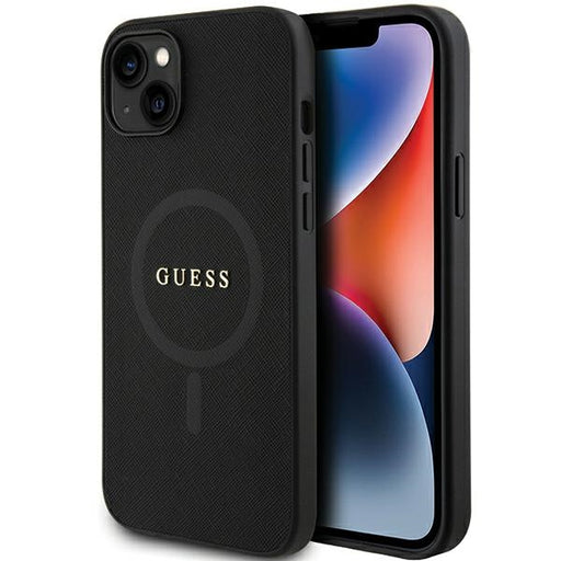 Guess iPhone 15 Plus TPU Hülle Hardcase - Magsafe Compatible - Saffiano - Schwarz