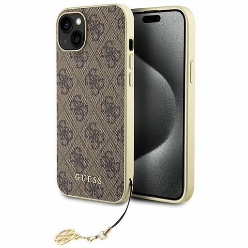 Guess Hülle für iPhone 15 / 14 / 13 6.1" Braun hardcase 4G Charms Collection