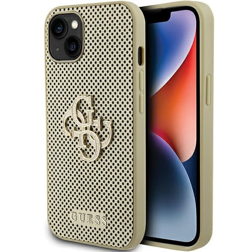 Guess Hülle für iPhone 15 / 14 / 13 6.1"gold hardcase Perforated 4G Glitter